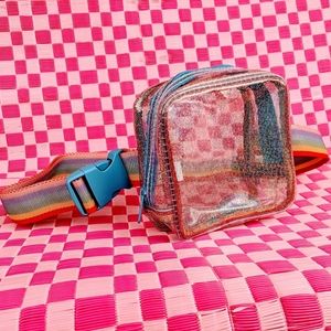 Rainbow glitter clear fanny pack
